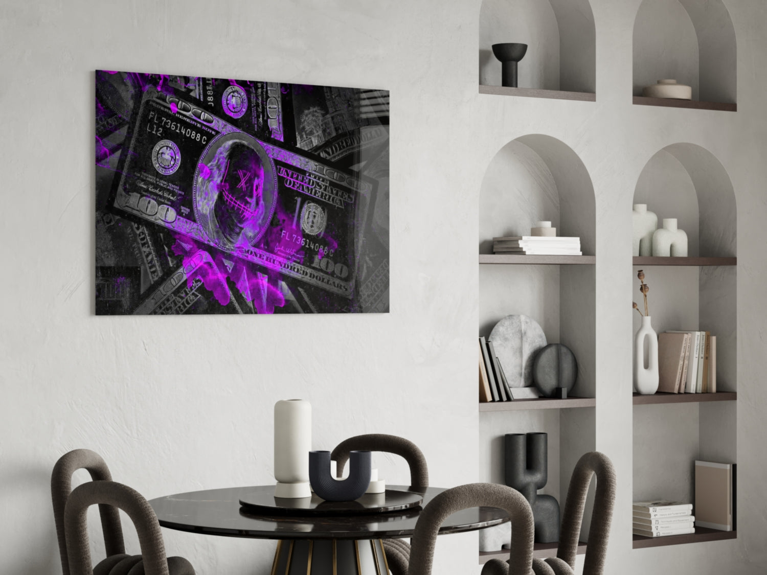 Dollars Glass Wall Art