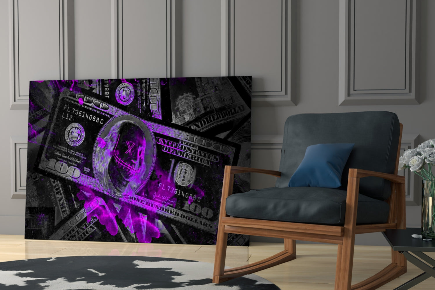 Dollars Glass Wall Art
