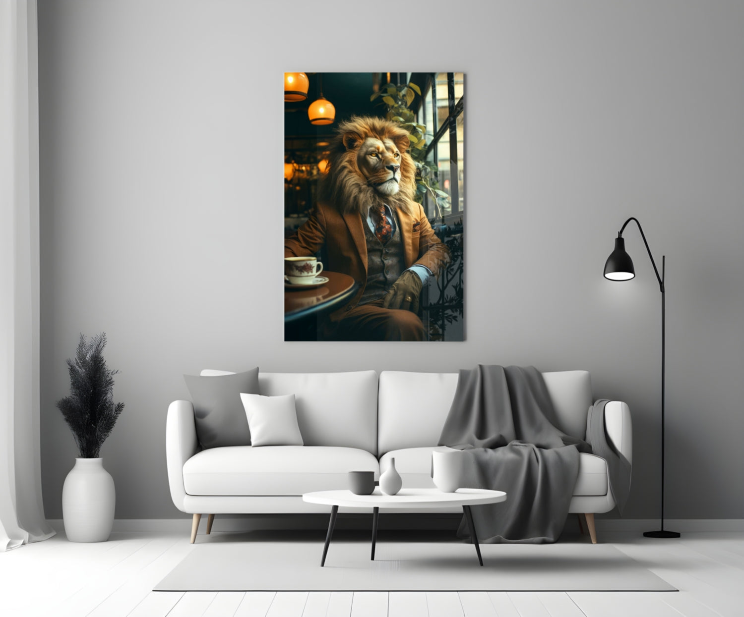 Lion Gentleman Glass Wall Art