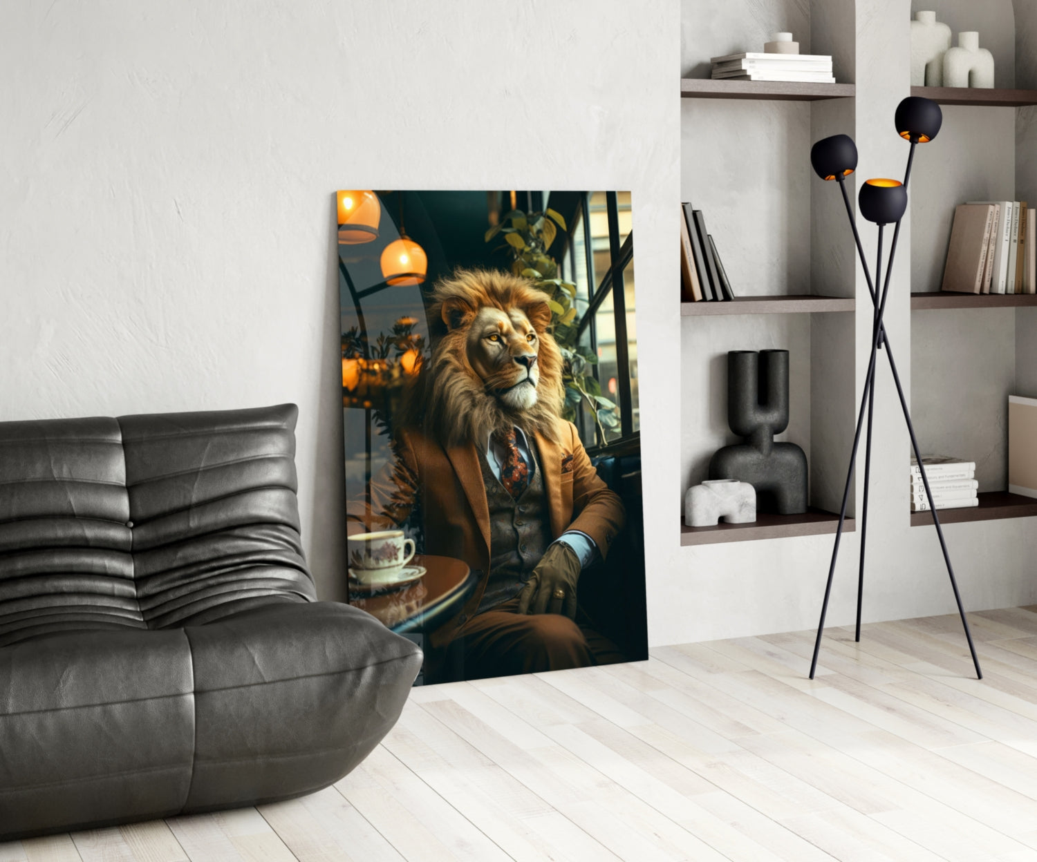 Lion Gentleman Glass Wall Art