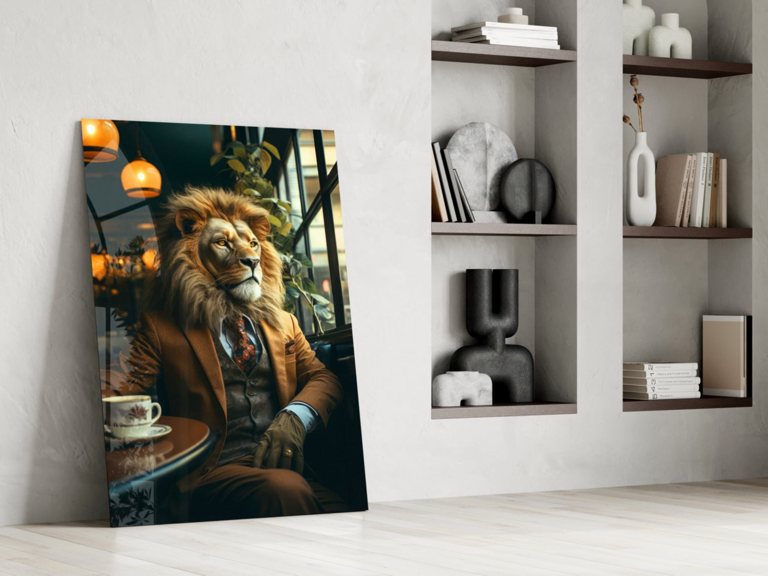 Lion Gentleman Glass Wall Art