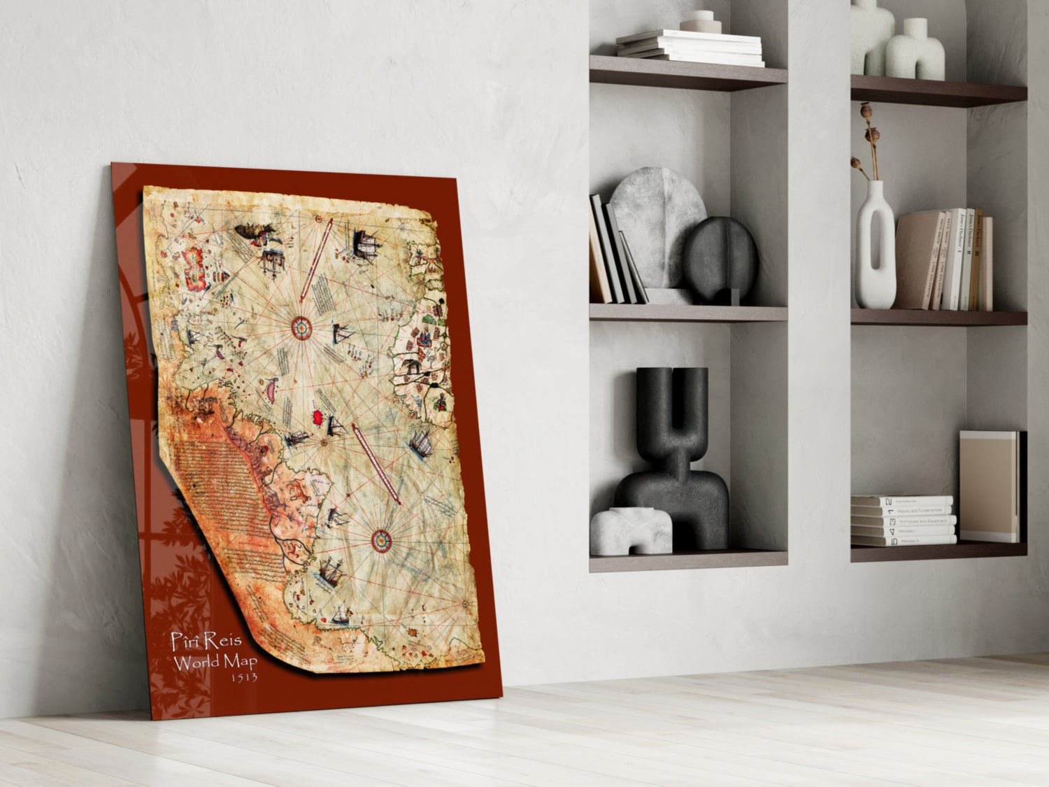 Map of Piri Reis Glass Wall Art