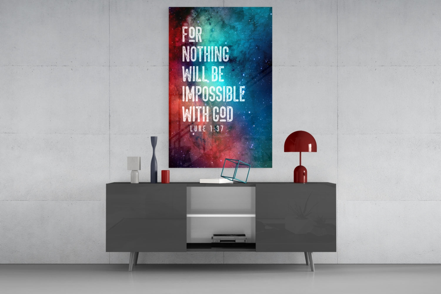 Nothing Impossible Galaxy Nebula Verse Glass Wall Art