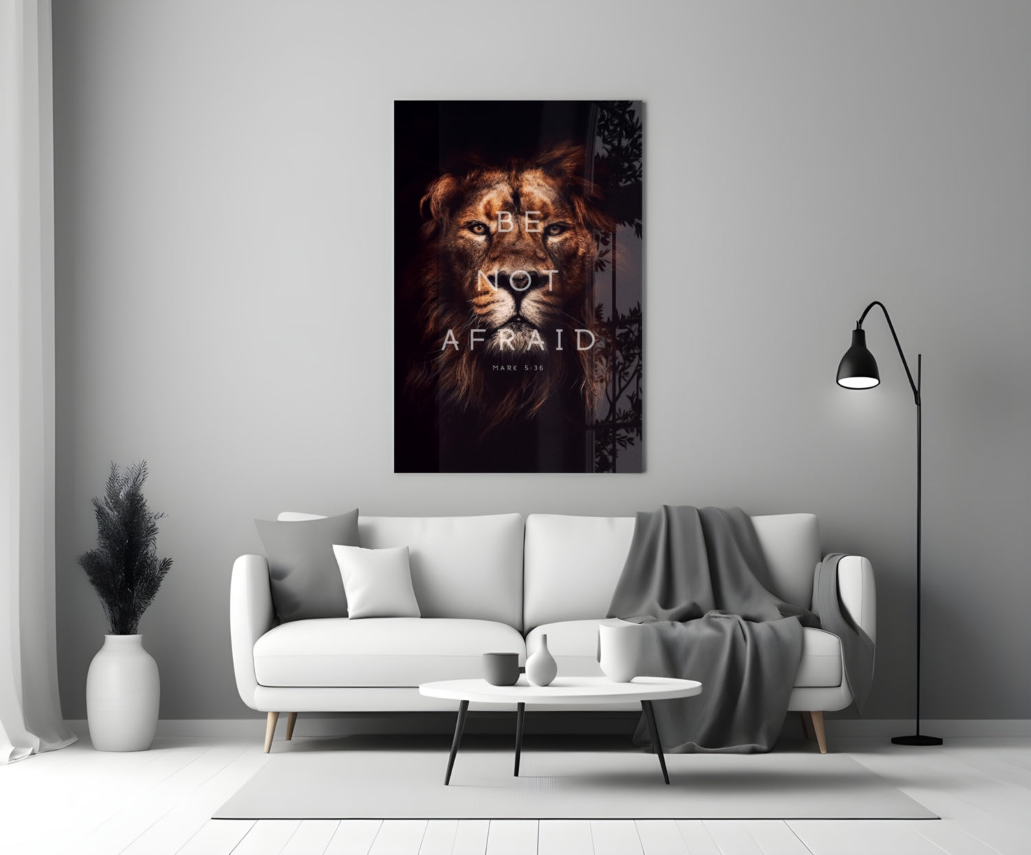 Be Not Afraid Lion Verse Glass Wall Art