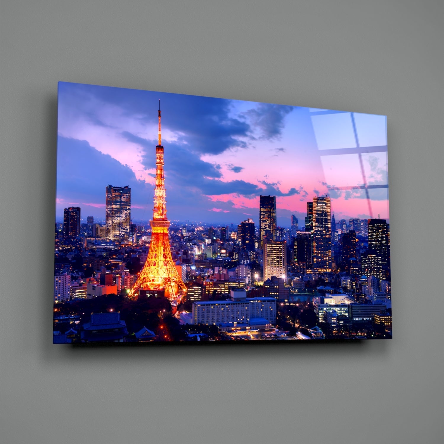 Tokyo Tower Twilight Glass Wall Art