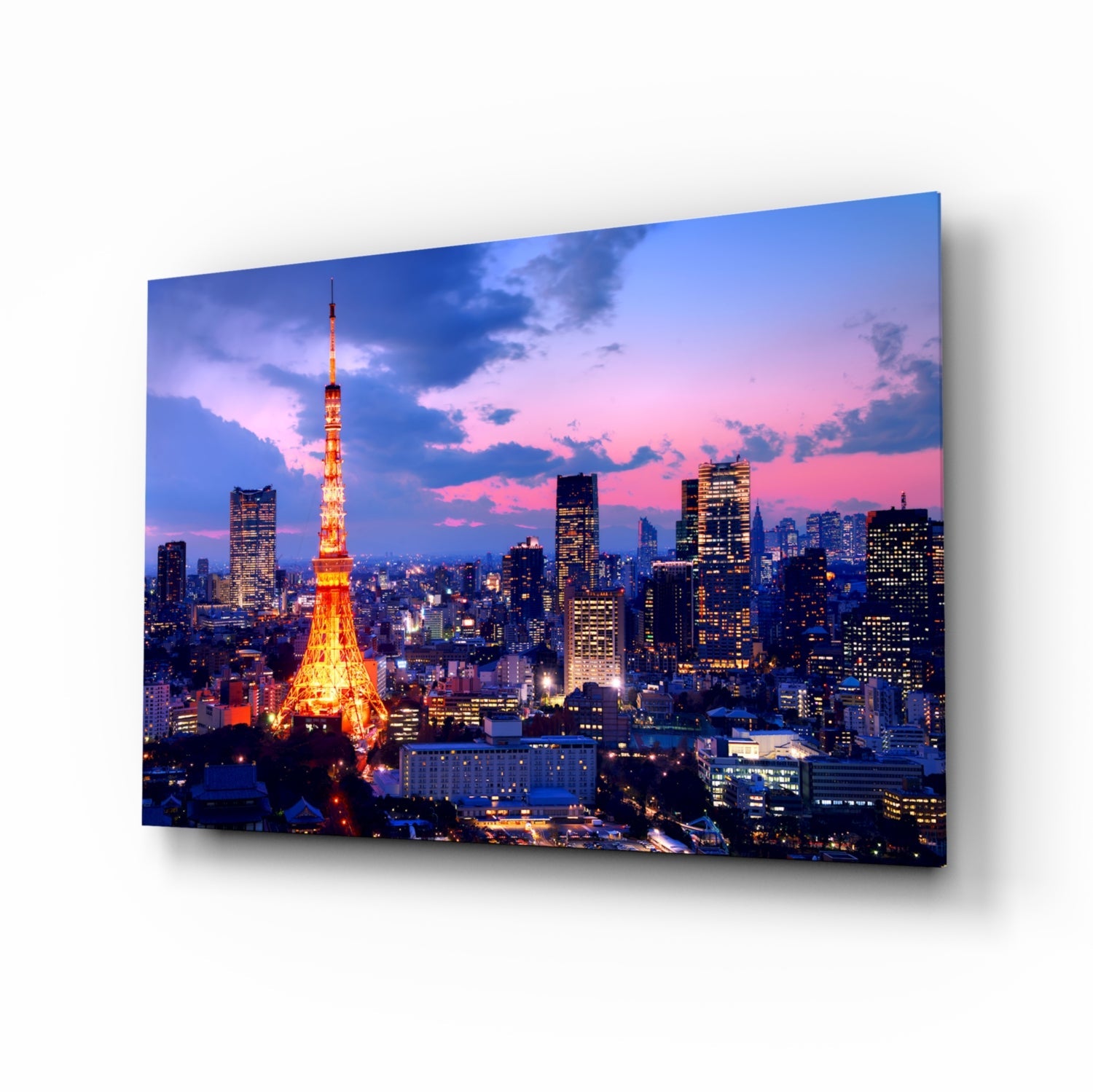 Tokyo Tower Twilight Glass Wall Art