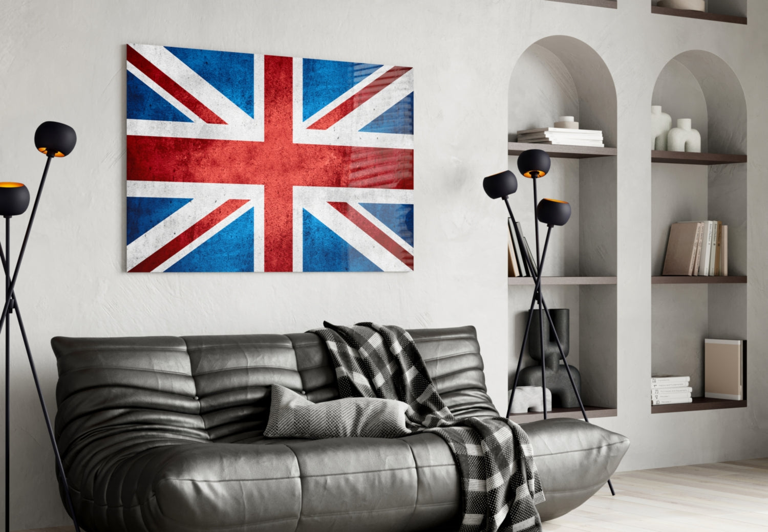 Faded Distressed Union Jack Flag Glass Wall Art