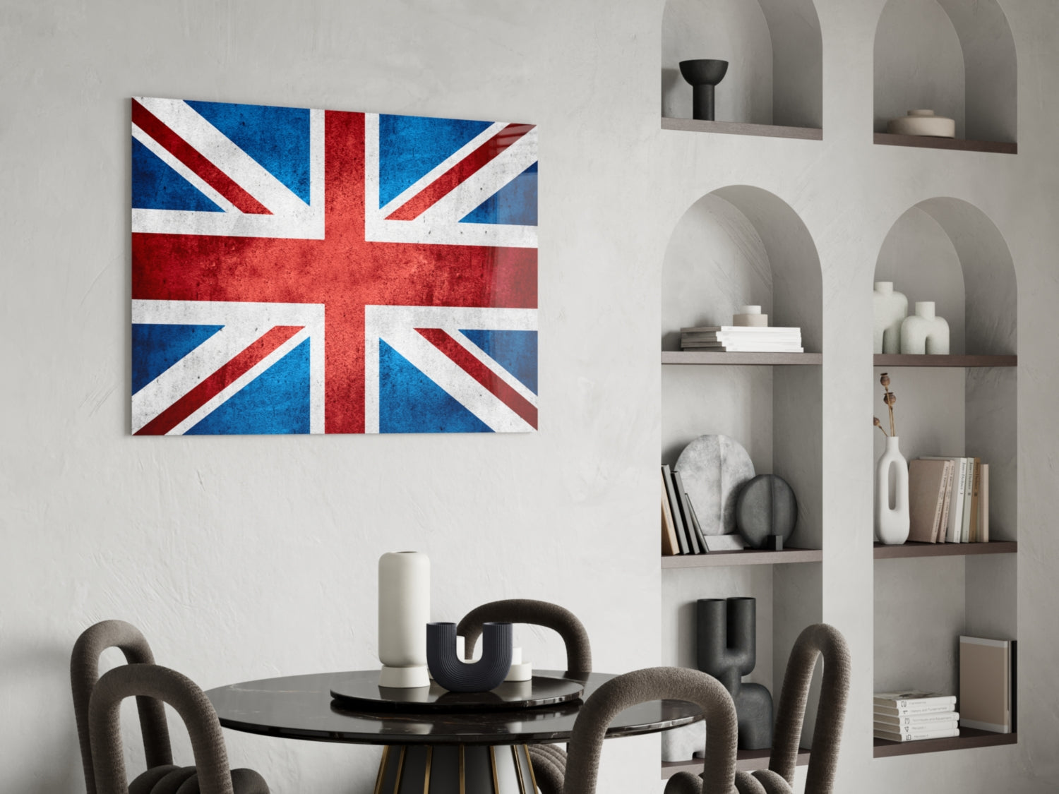 Faded Distressed Union Jack Flag Glass Wall Art