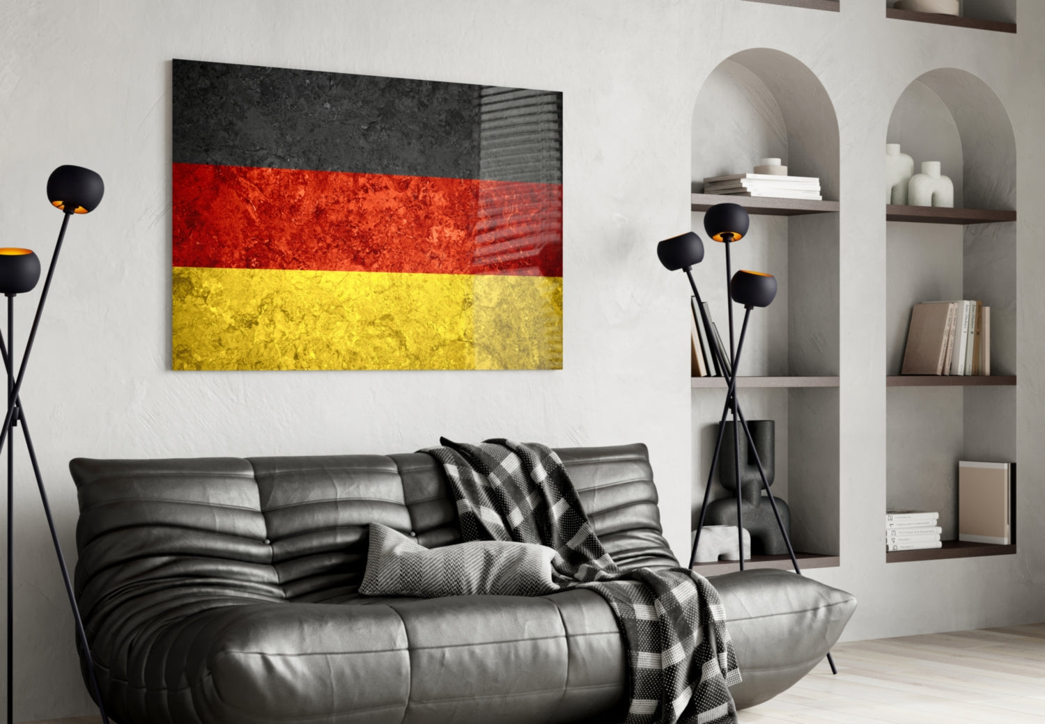 German Flag Stone Texture Glass Wall Art