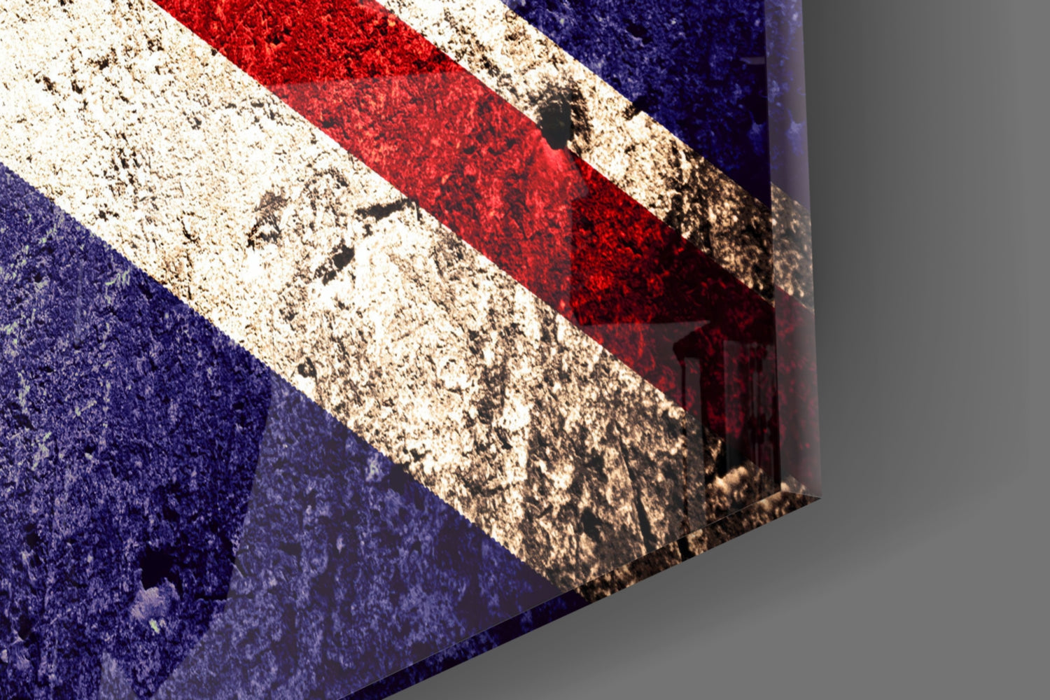 Rustic Faded Stone Wall Union Jack Glass Wall Art