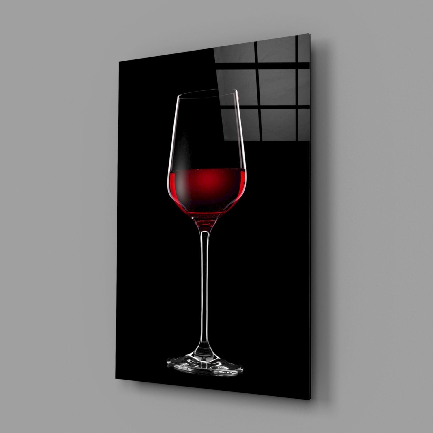Tall Red Wine Glass Silhouette Glass Wall Art