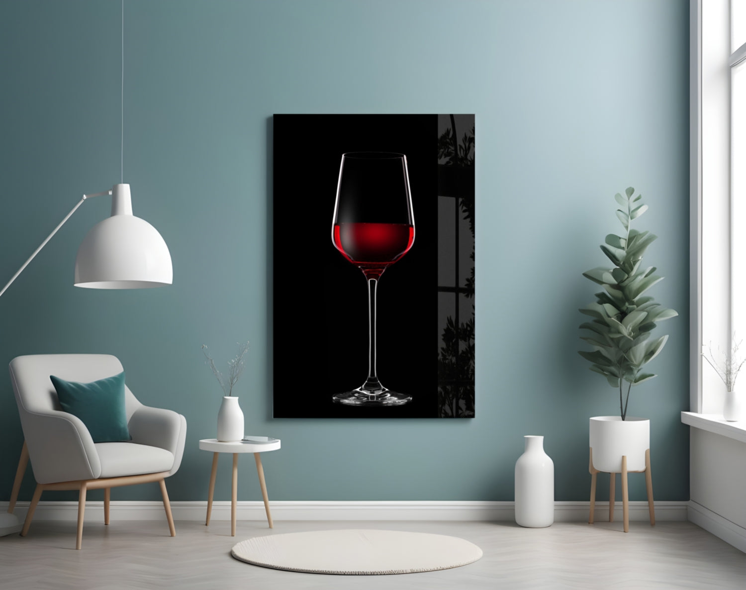 Tall Red Wine Glass Silhouette Glass Wall Art