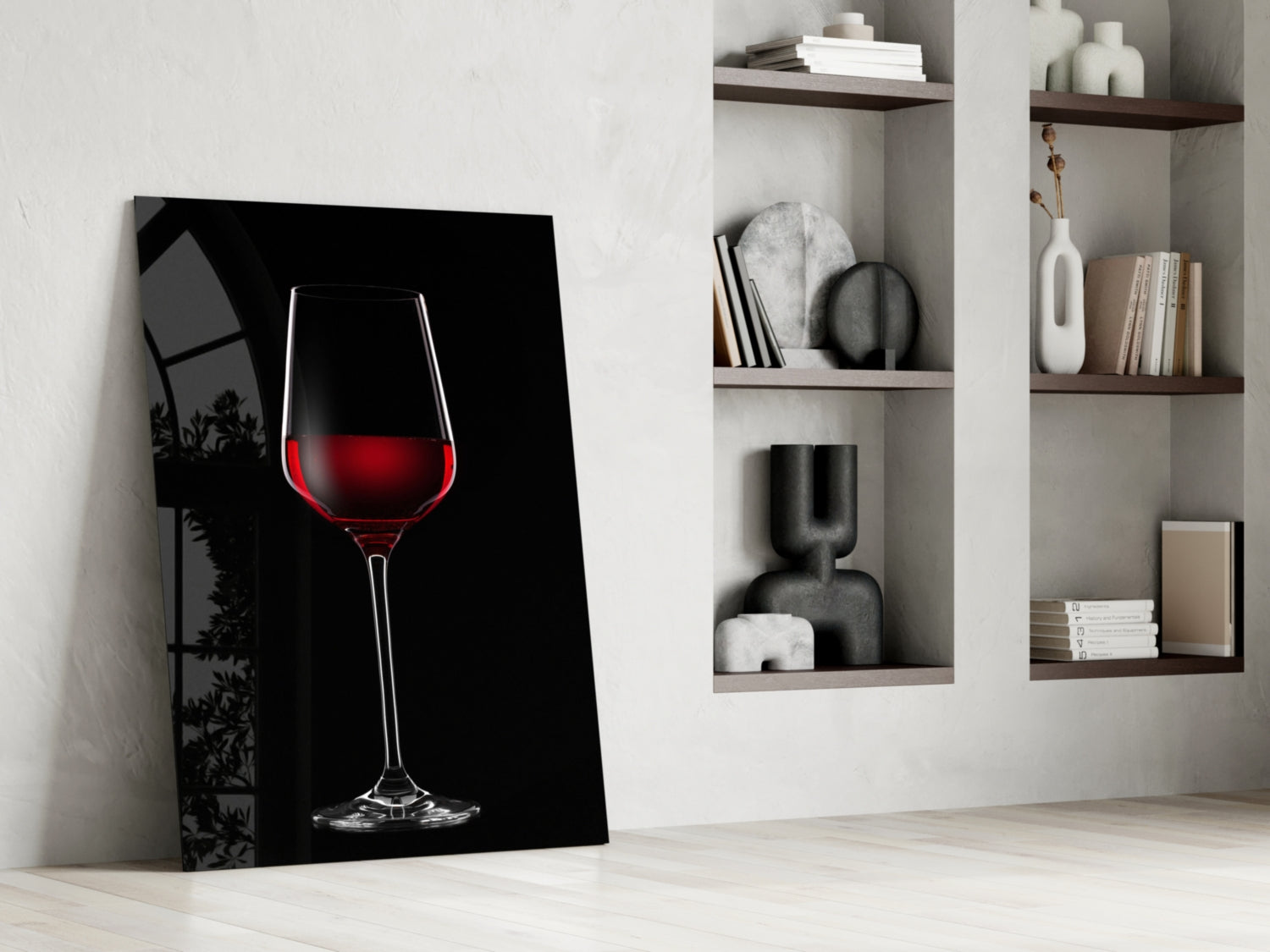 Tall Red Wine Glass Silhouette Glass Wall Art
