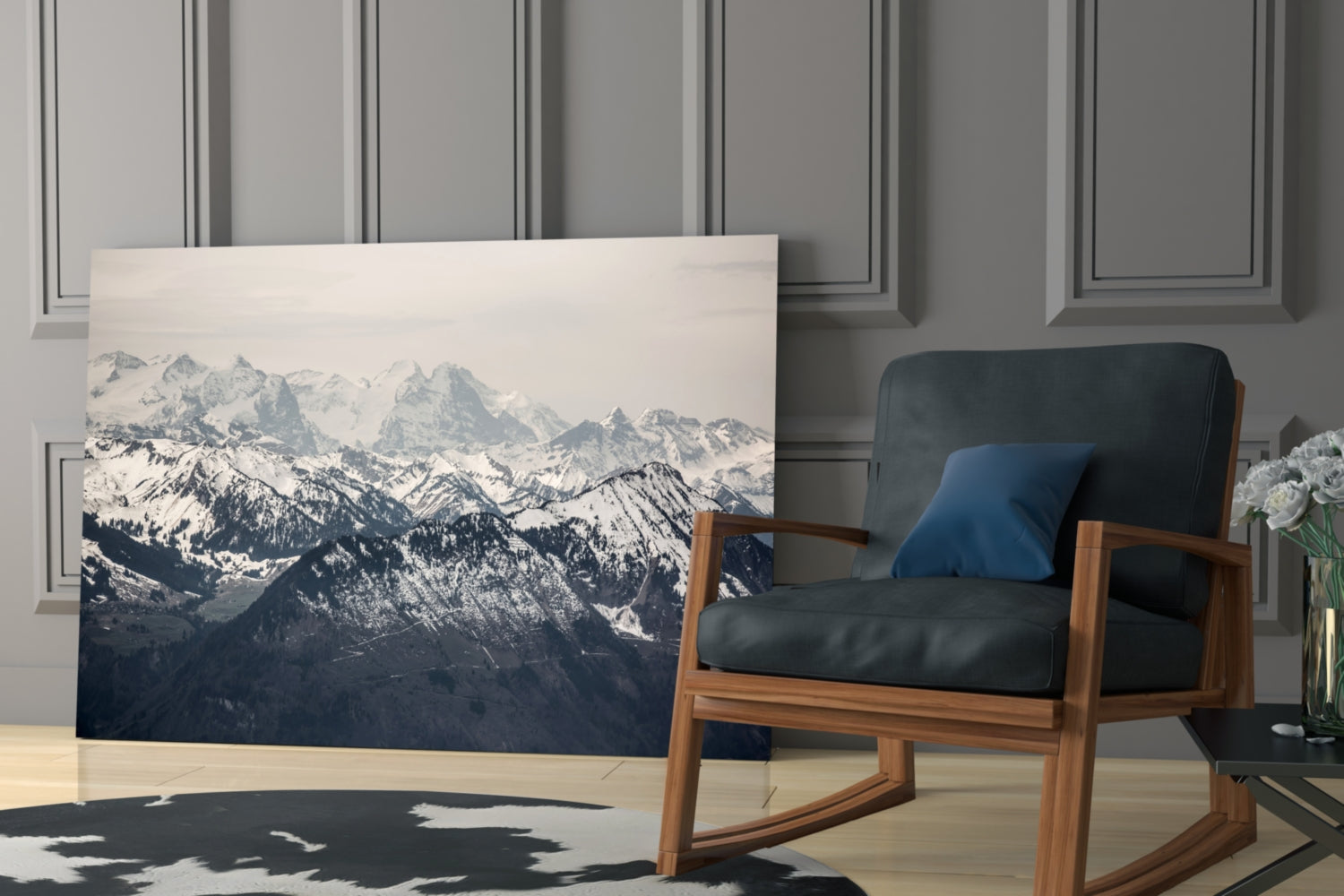 Snowy Mountains Glass Wall Art