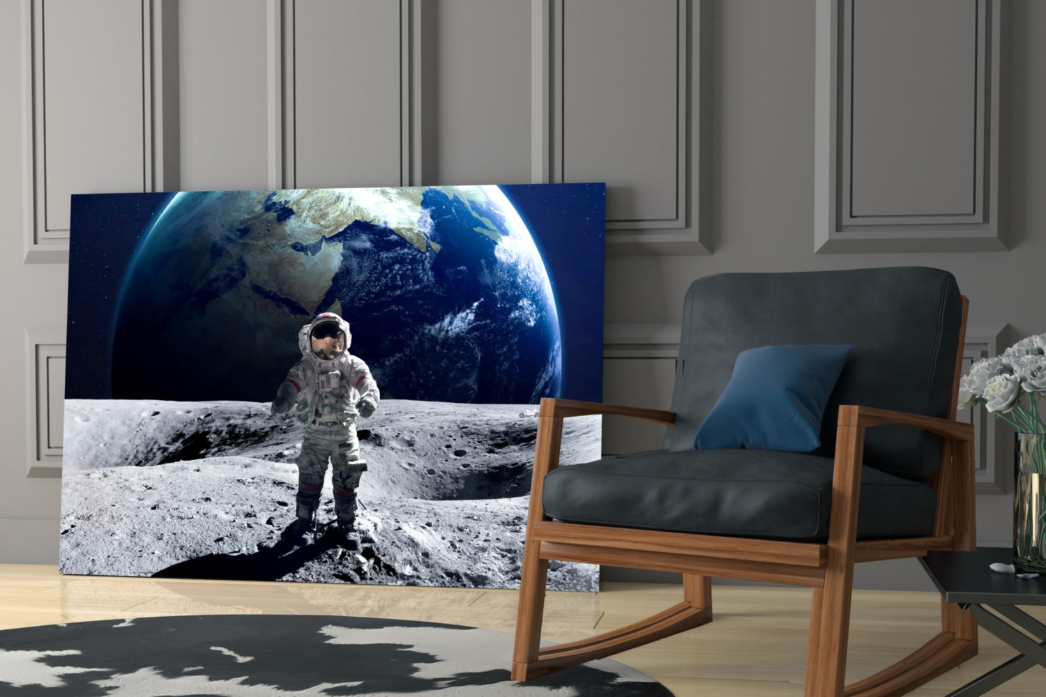 Space Walk Glass Wall Art