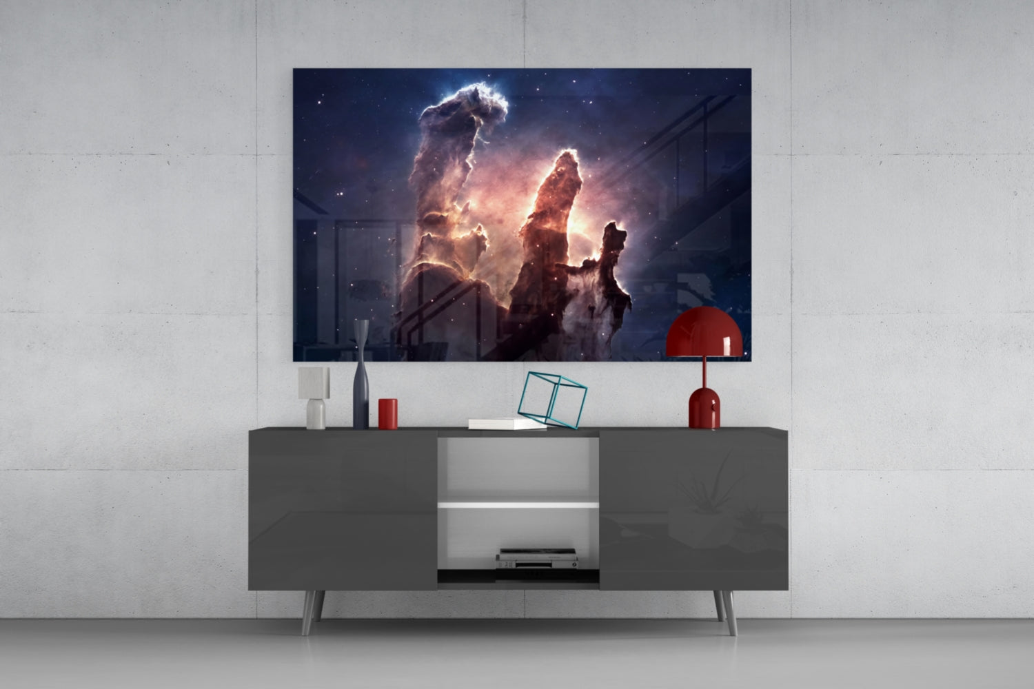 Space Clouds Glass Wall Art