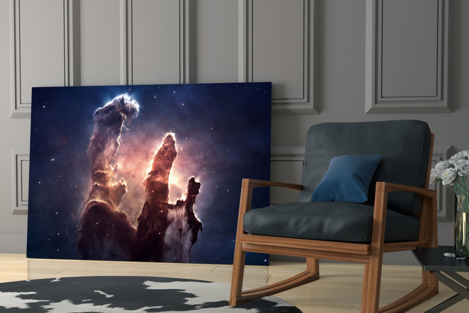 Space Clouds Glass Wall Art