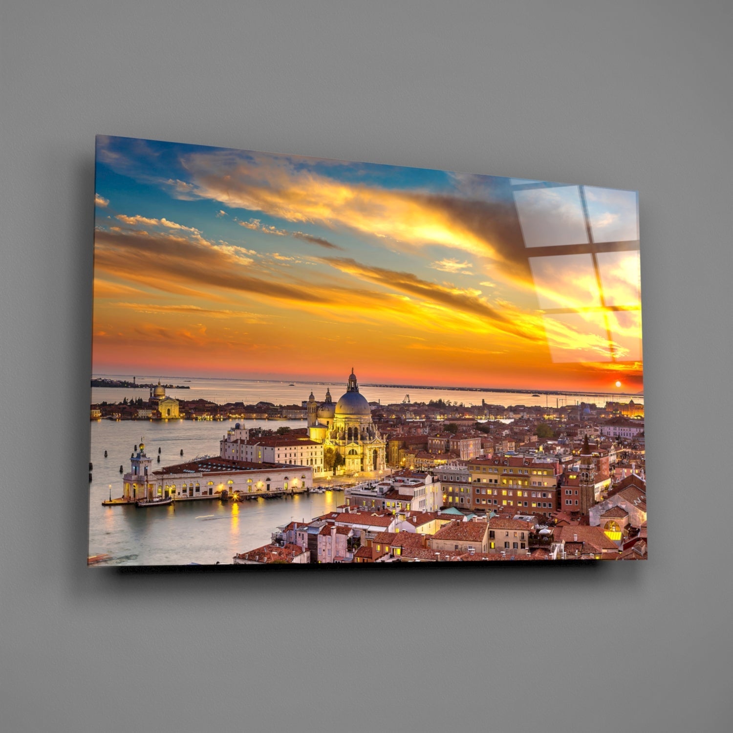 Sunset in Venice Glass Wall Art