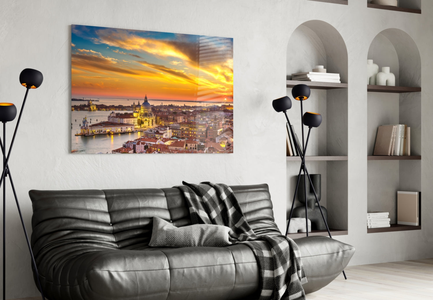 Sunset in Venice Glass Wall Art
