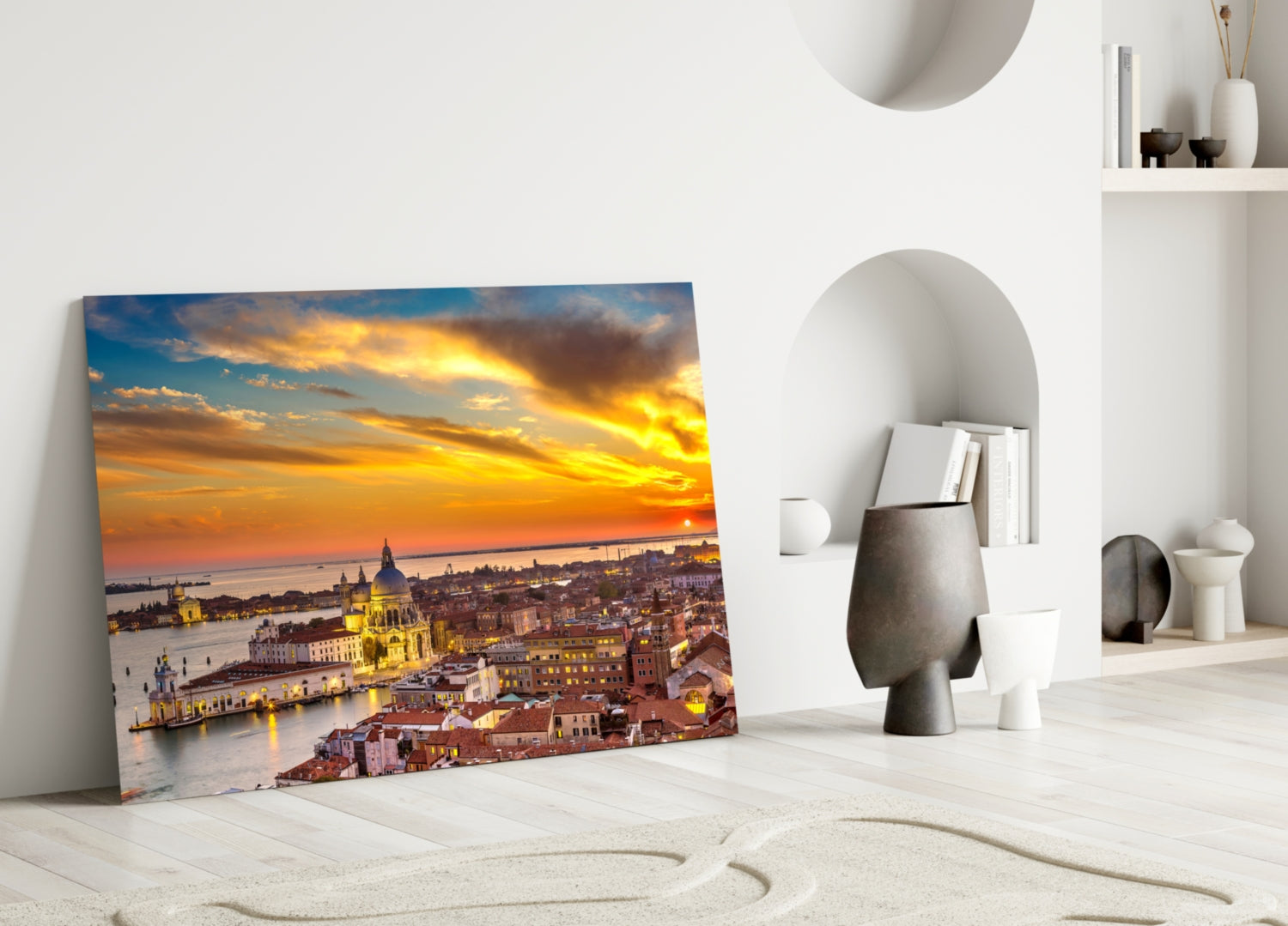 Sunset in Venice Glass Wall Art