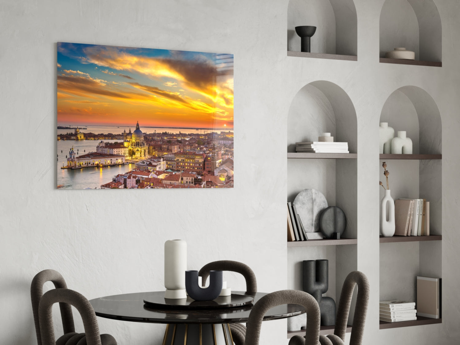 Sunset in Venice Glass Wall Art
