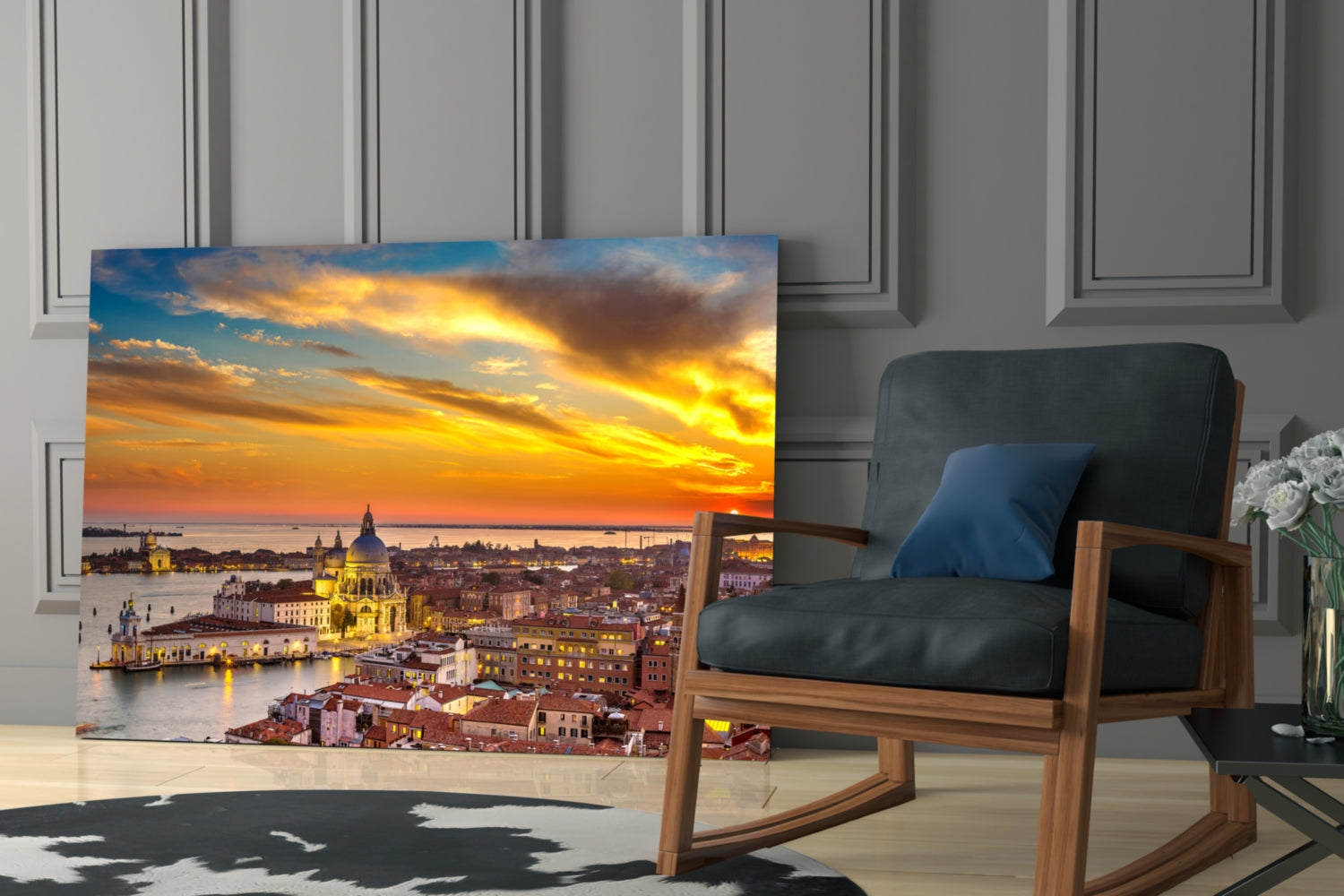 Sunset in Venice Glass Wall Art