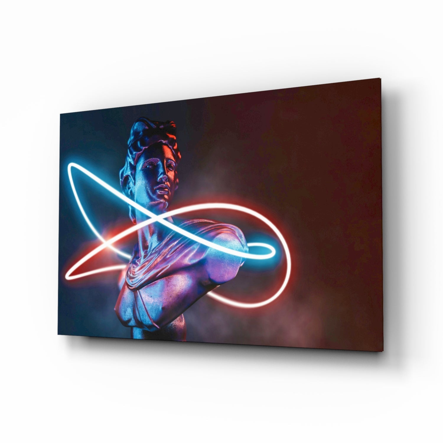 Neon Loop Statue Red Blue Glass Wall Art