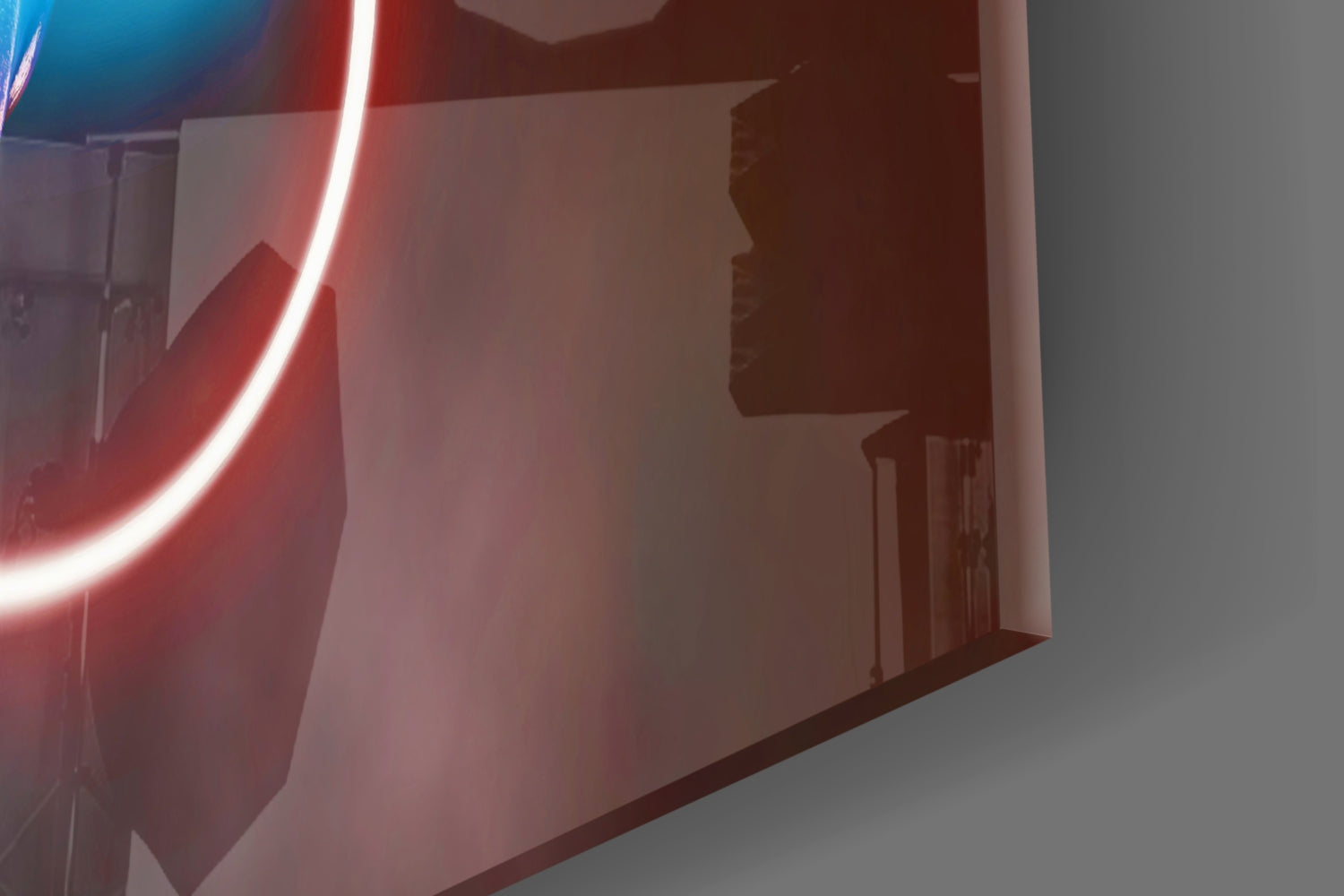 Neon Loop Statue Red Blue Glass Wall Art