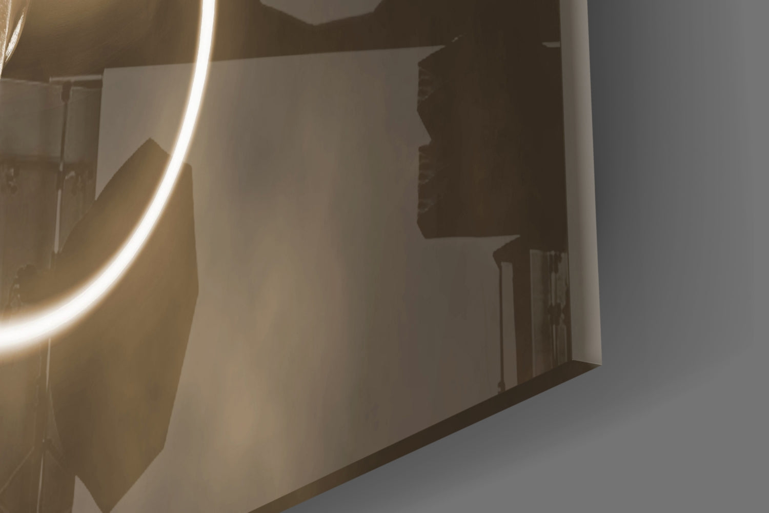 Neon Loop Statue Sepia Glow Glass Wall Art
