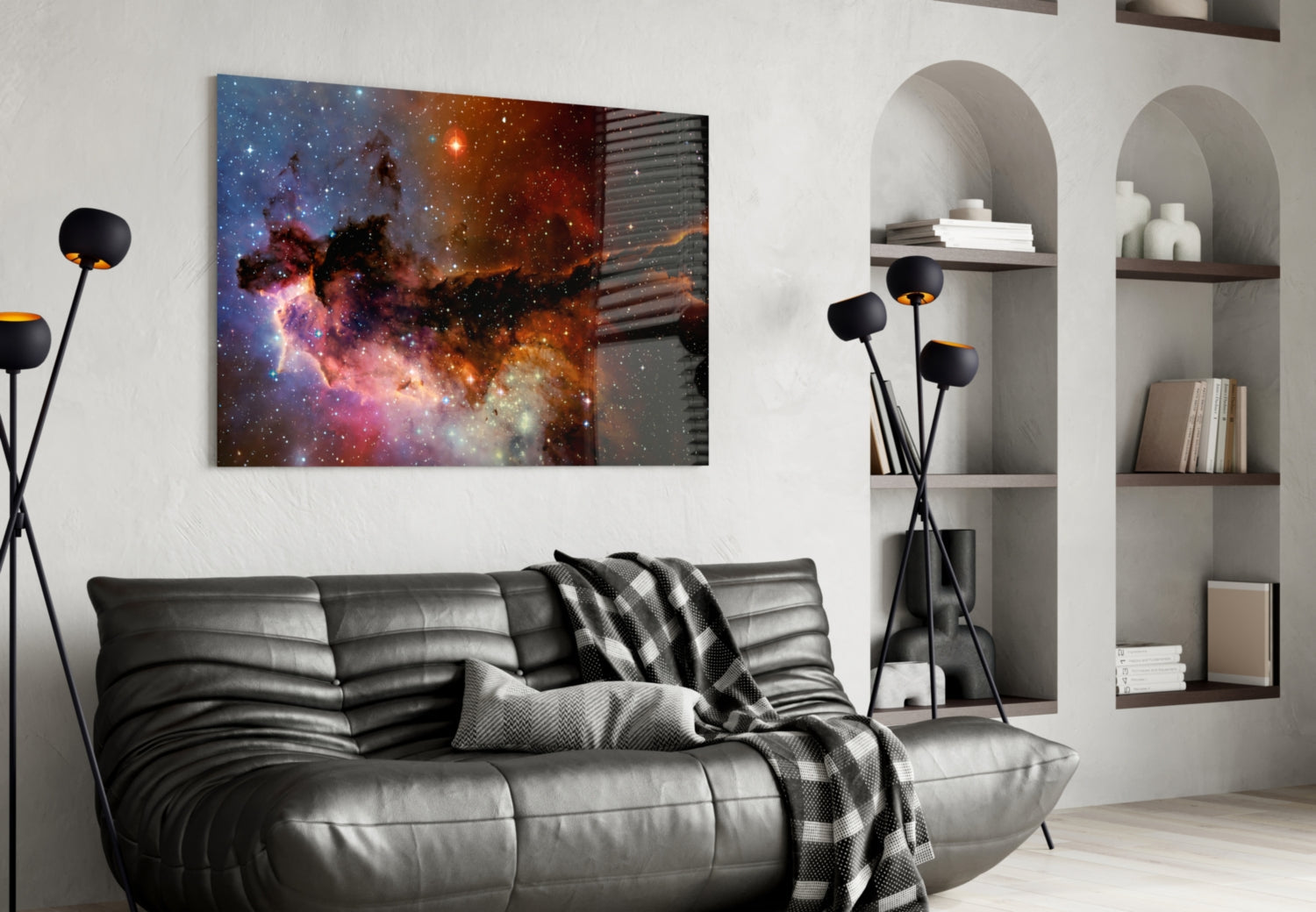 Rust Orange Nebula Dust Star Field Glass Wall Art