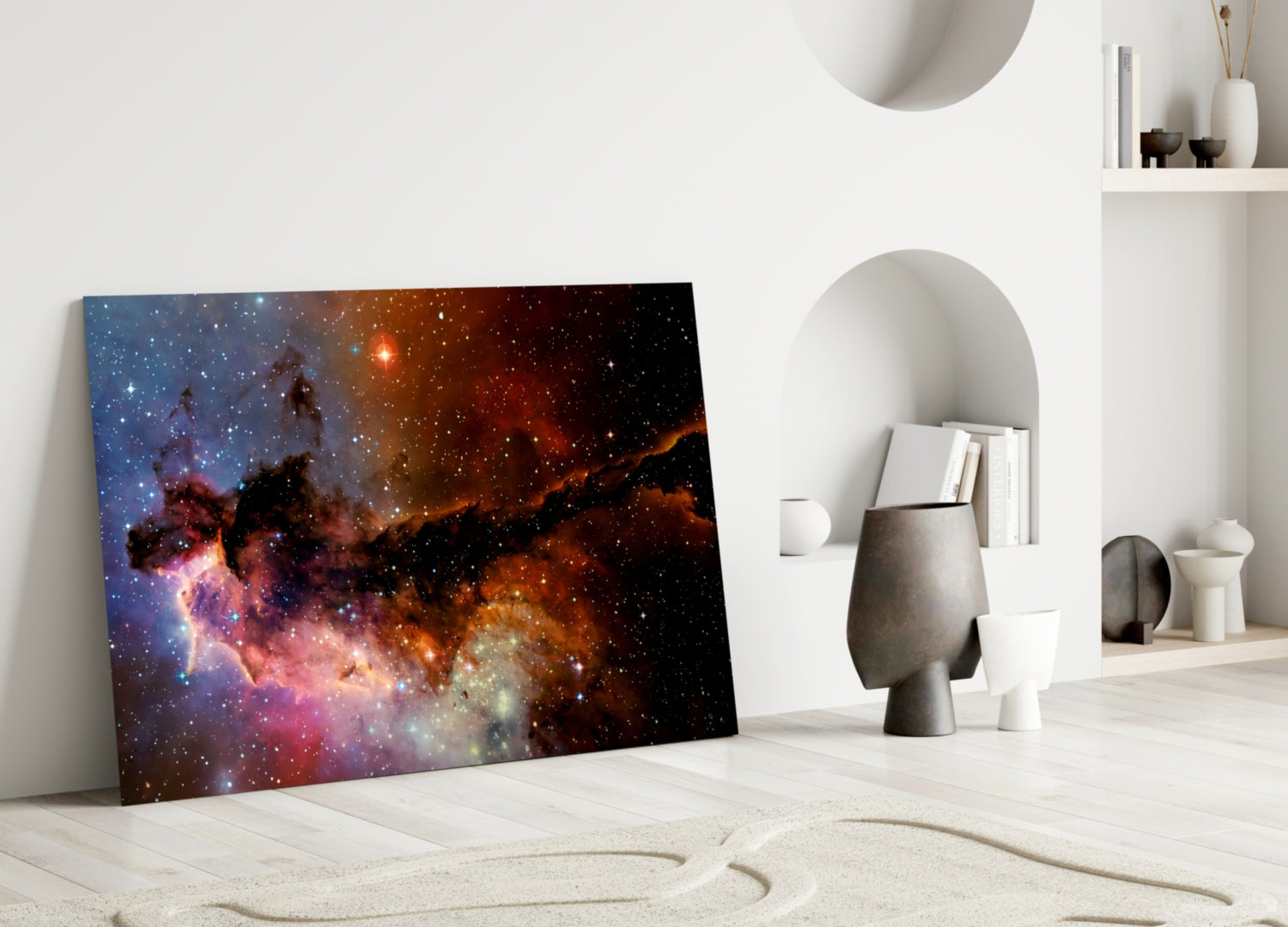 Rust Orange Nebula Dust Star Field Glass Wall Art