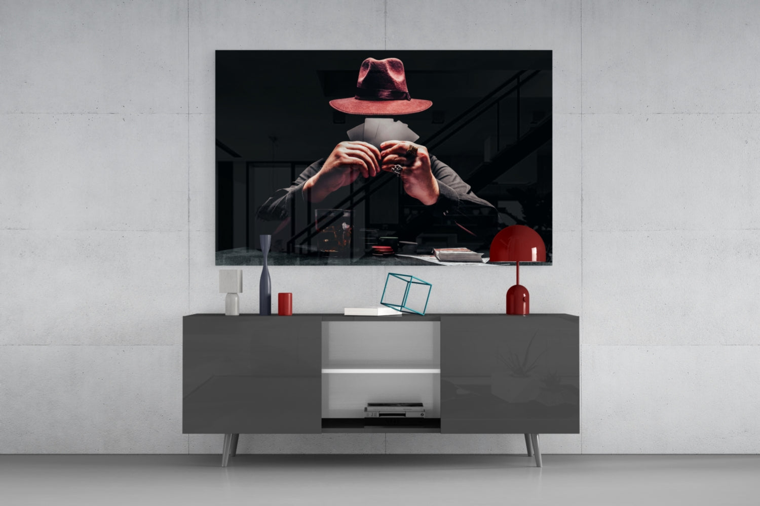 The Mysterious Gambler Glass Wall Art