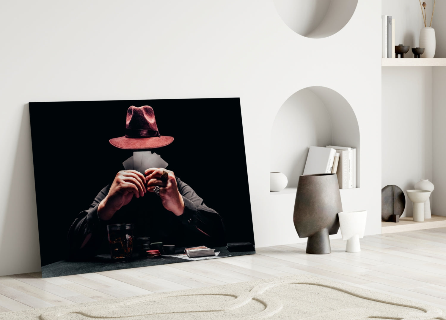 The Mysterious Gambler Glass Wall Art