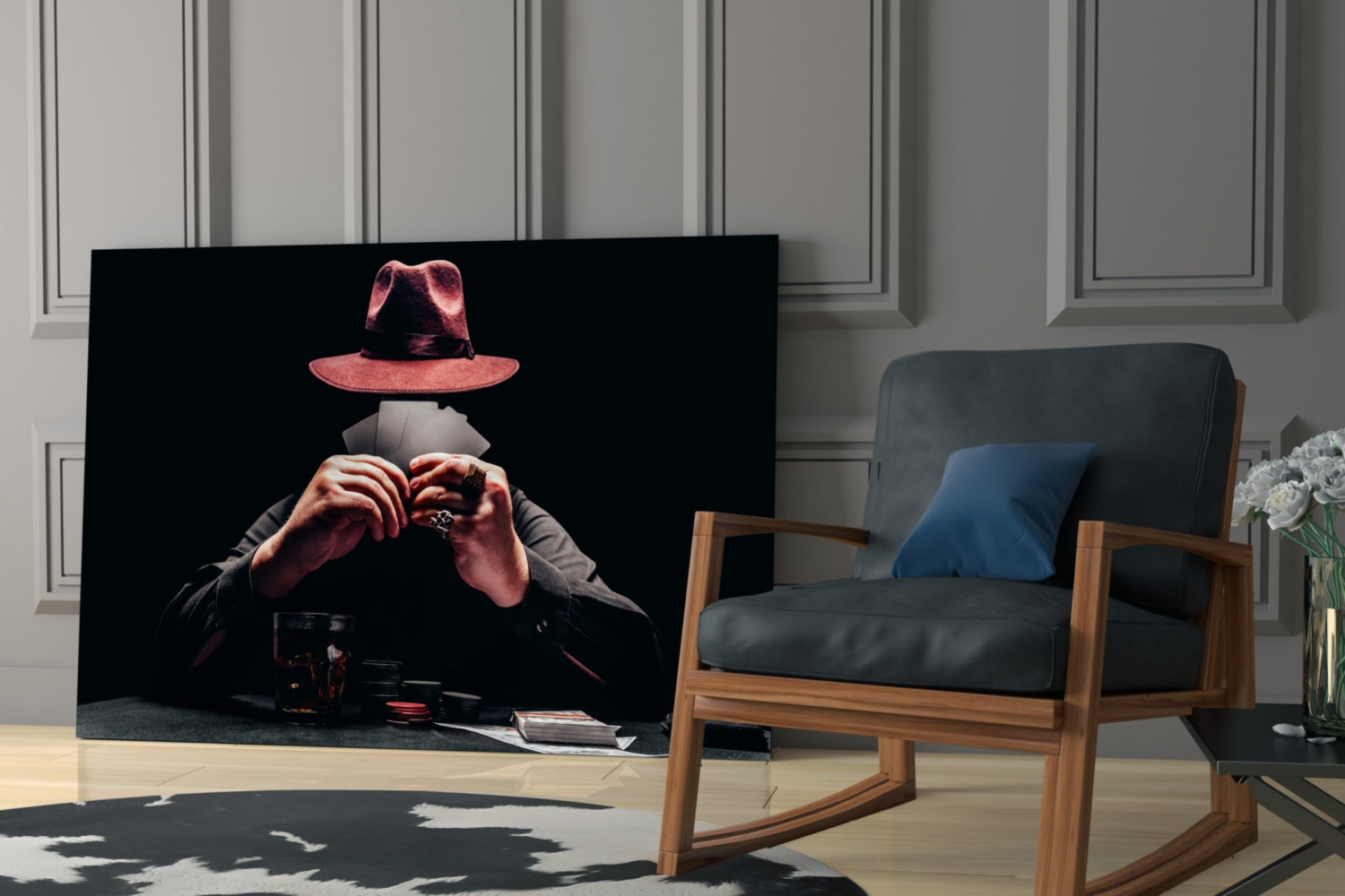 The Mysterious Gambler Glass Wall Art