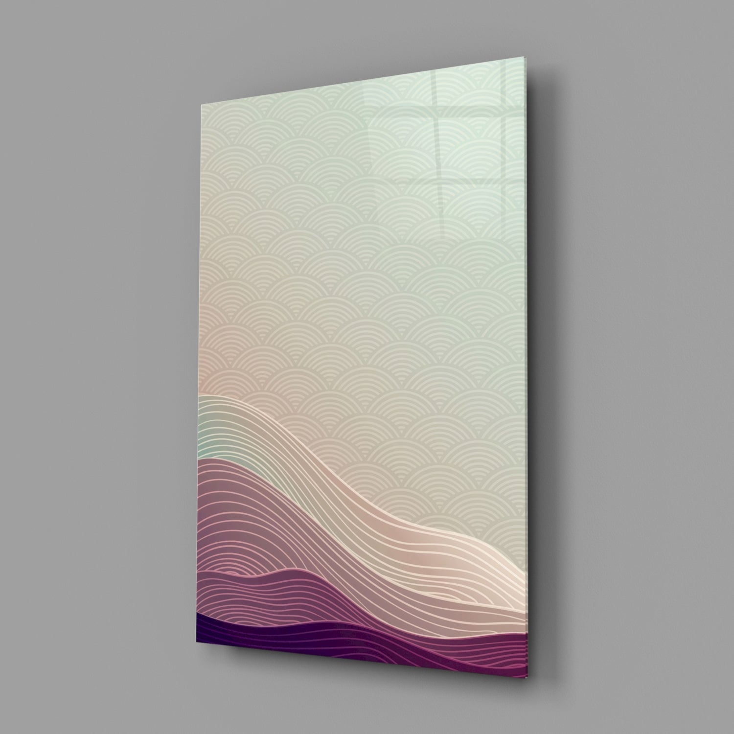 Line Art Waves Pastel Dunes Glass Wall Art
