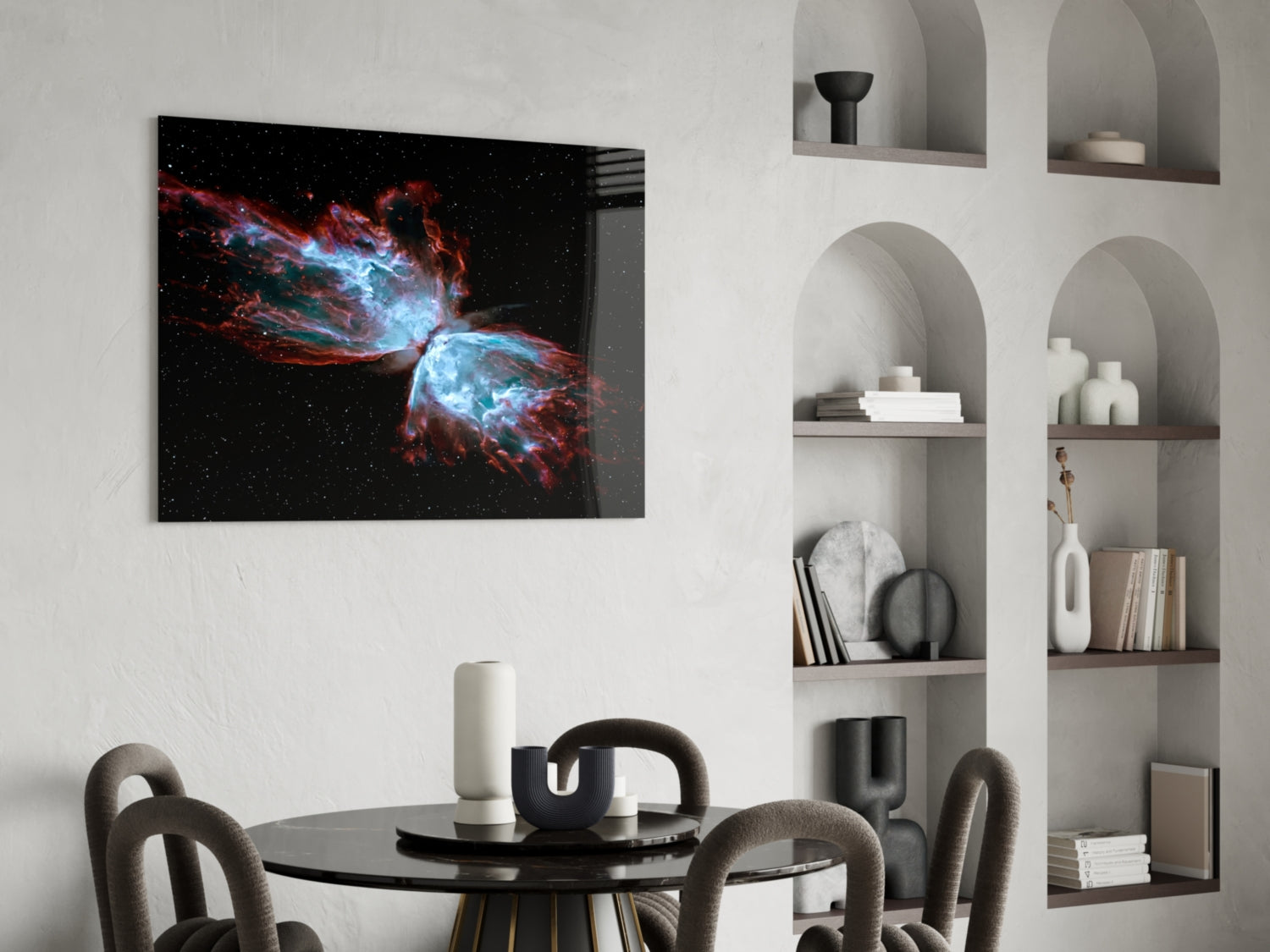 Space Red Glass Wall Art