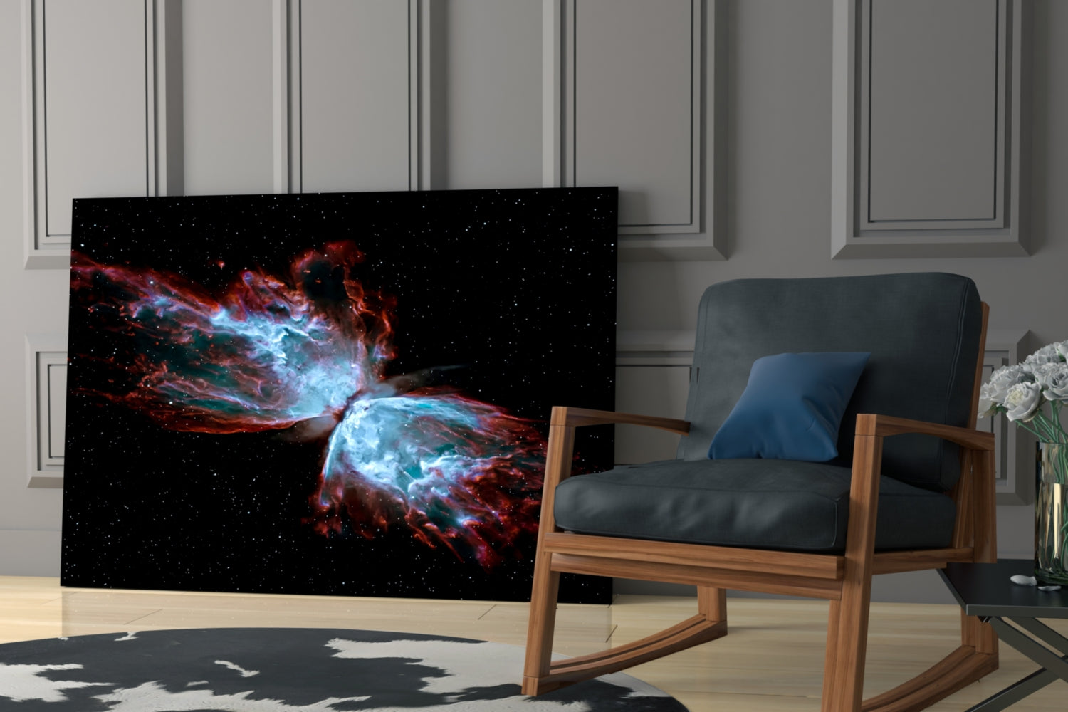 Space Red Glass Wall Art