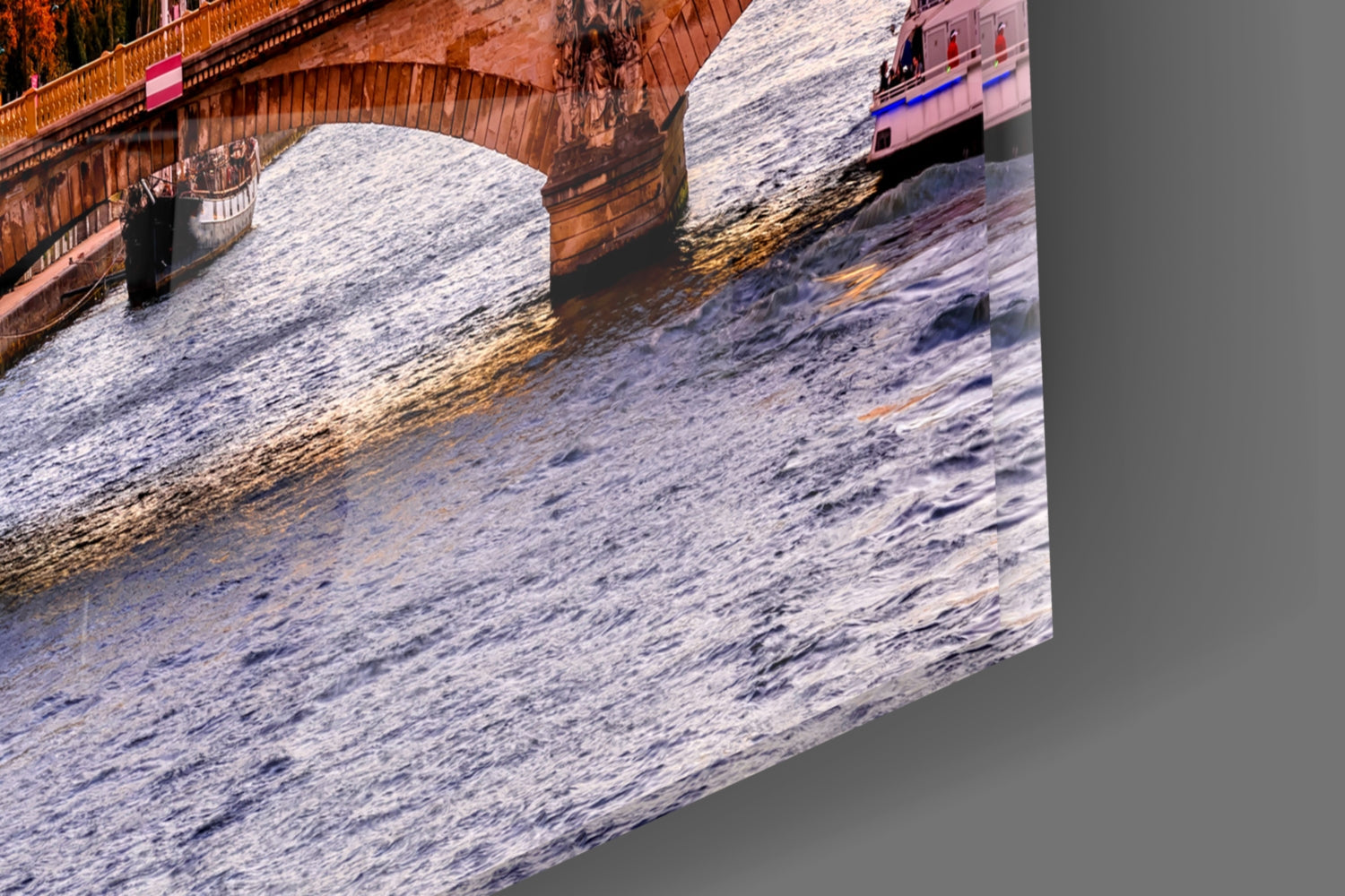 Seine River Bridge Sunset Glass Wall Art