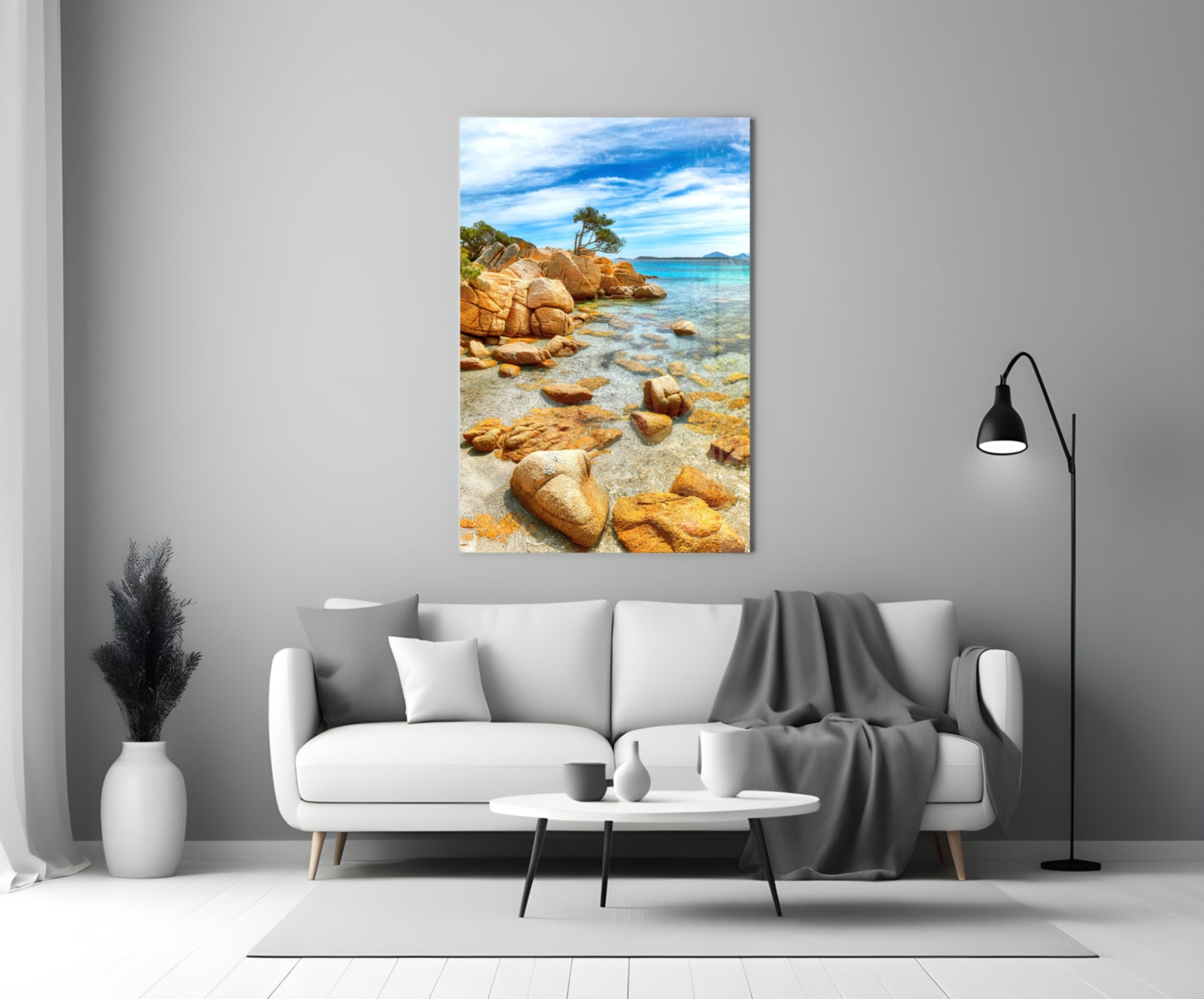 Beach View Glass Wall Art