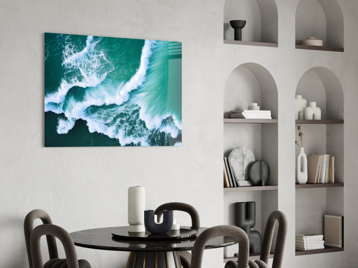 Emerald Ocean Waves Aerial Glass Wall Art