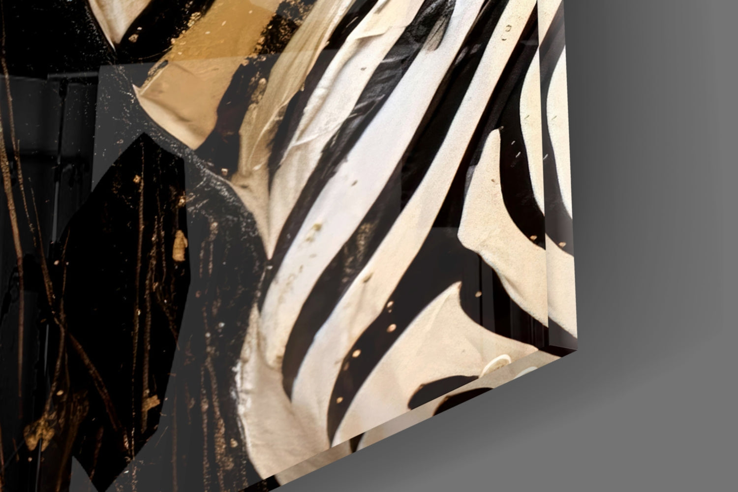 Golden Mane Zebra Glass Wall Art
