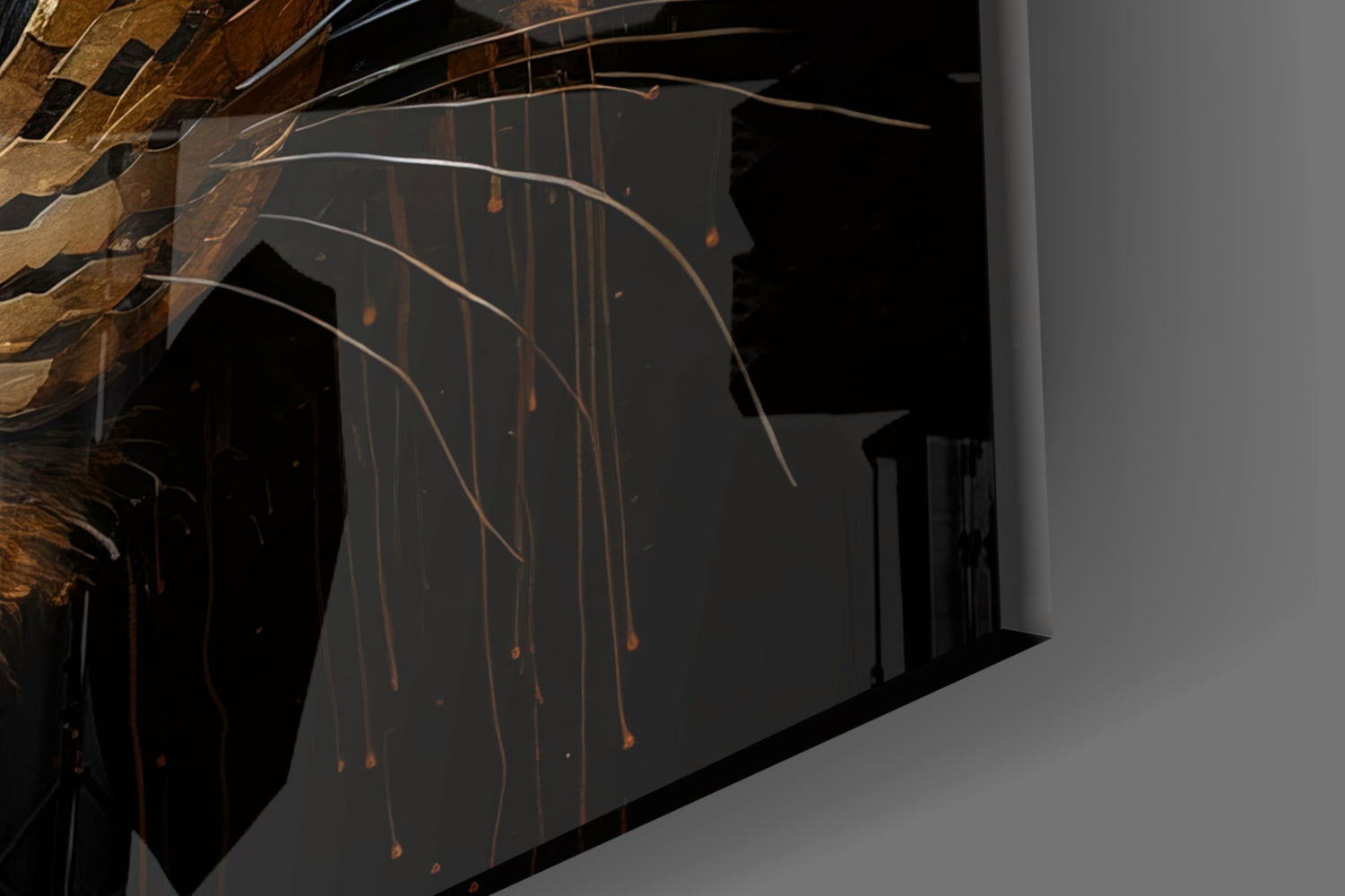 Golden Bronze Leopard Glass Wall Art