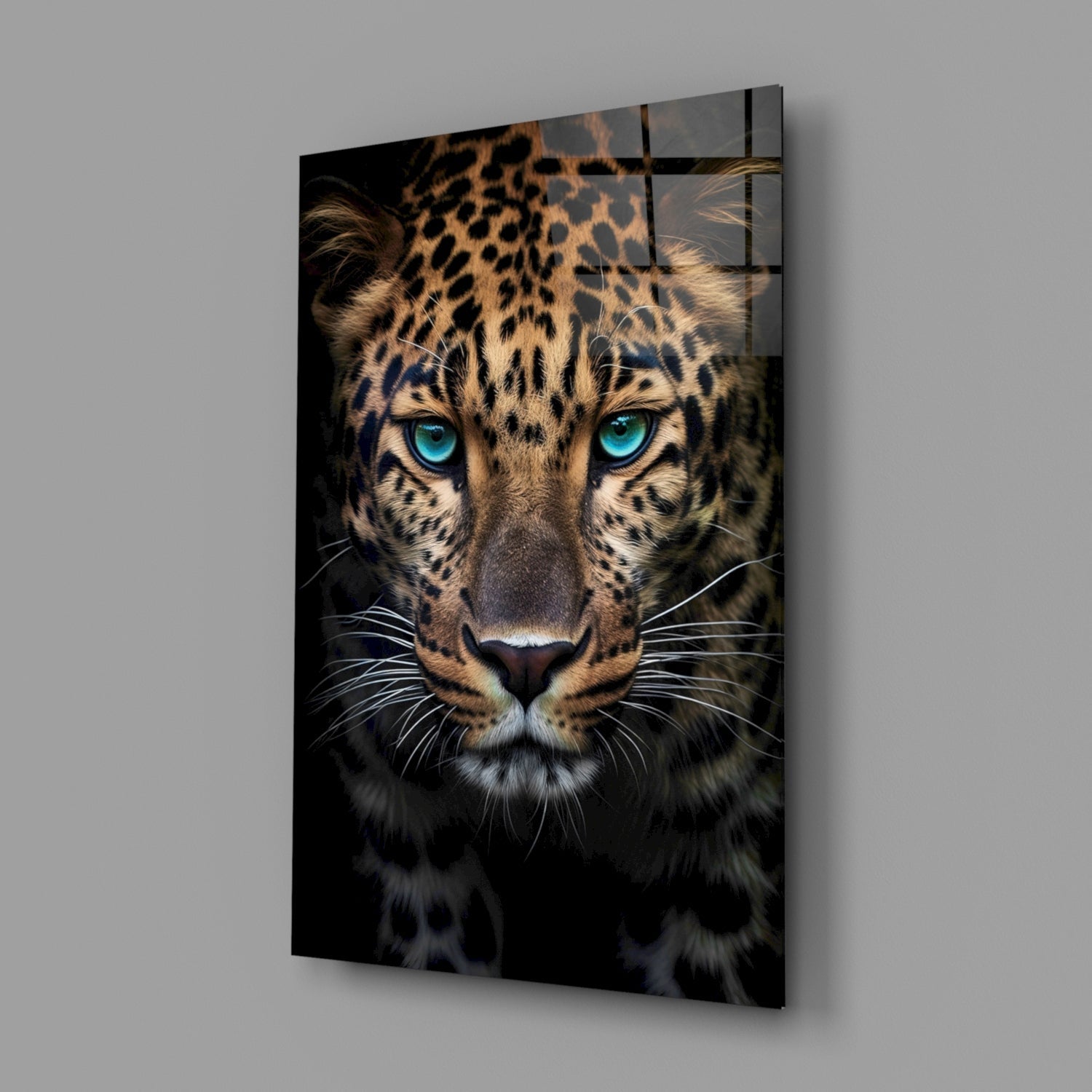 Turquoise Eyed Leopard Glass Wall Art