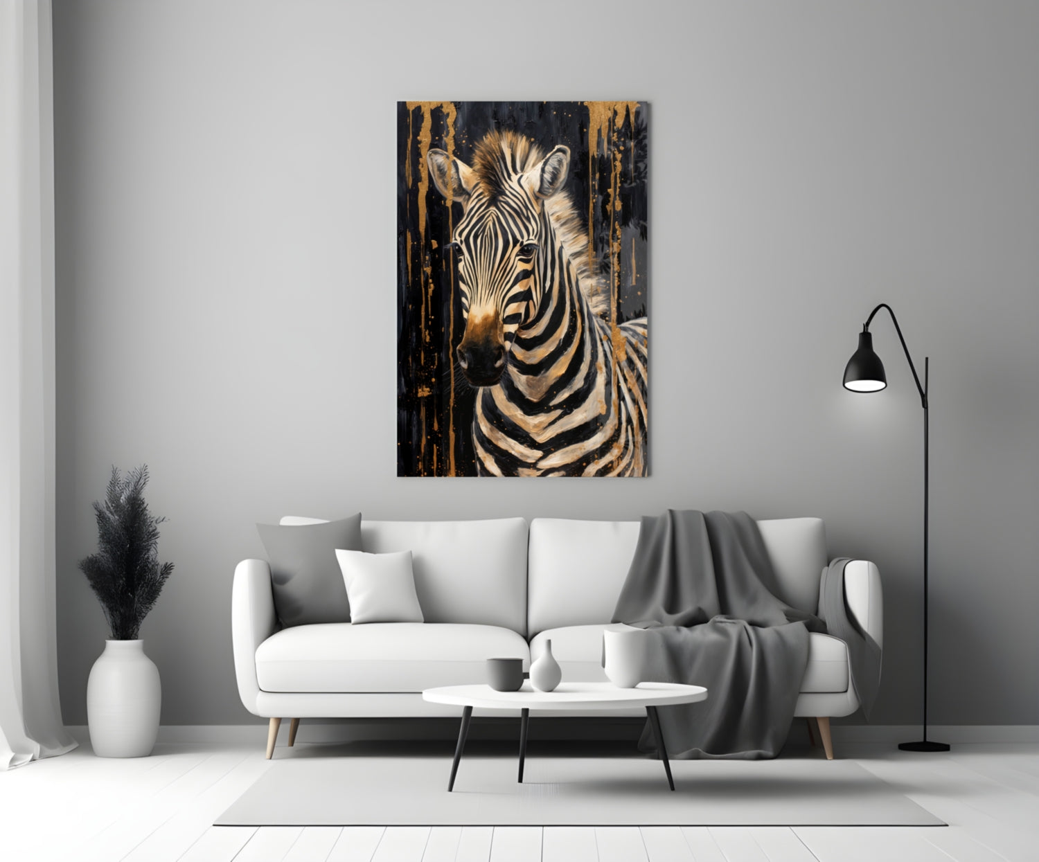 Gilded Front Zebra Glass Wall Art