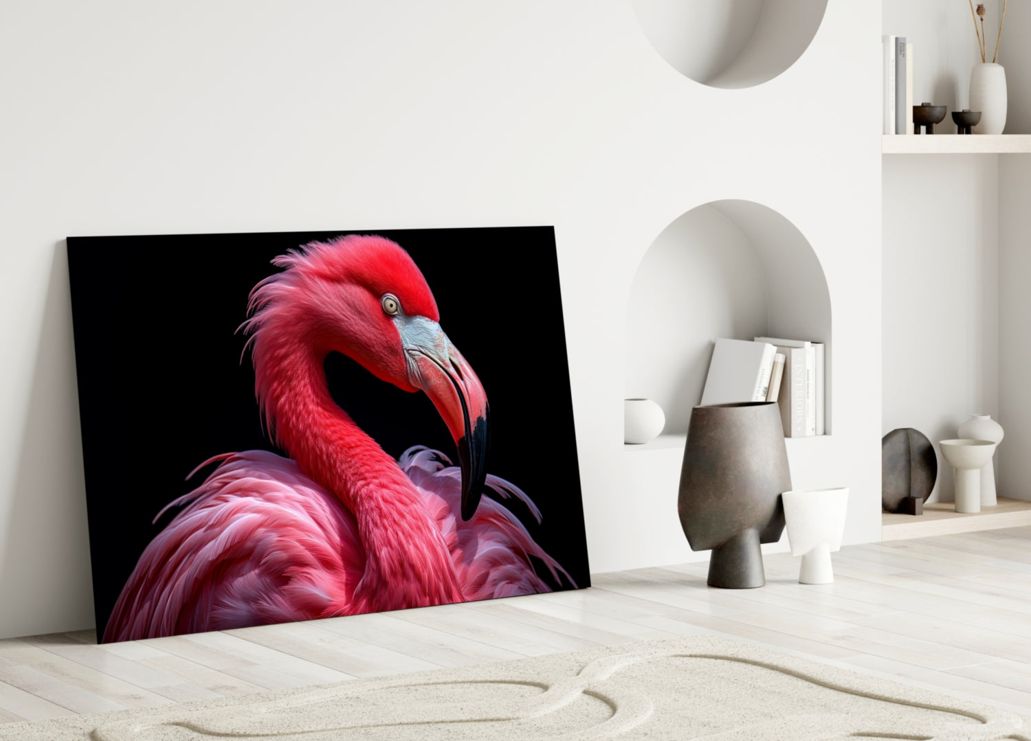 Vivid Pink Flamingo Portrait Glass Wall Art