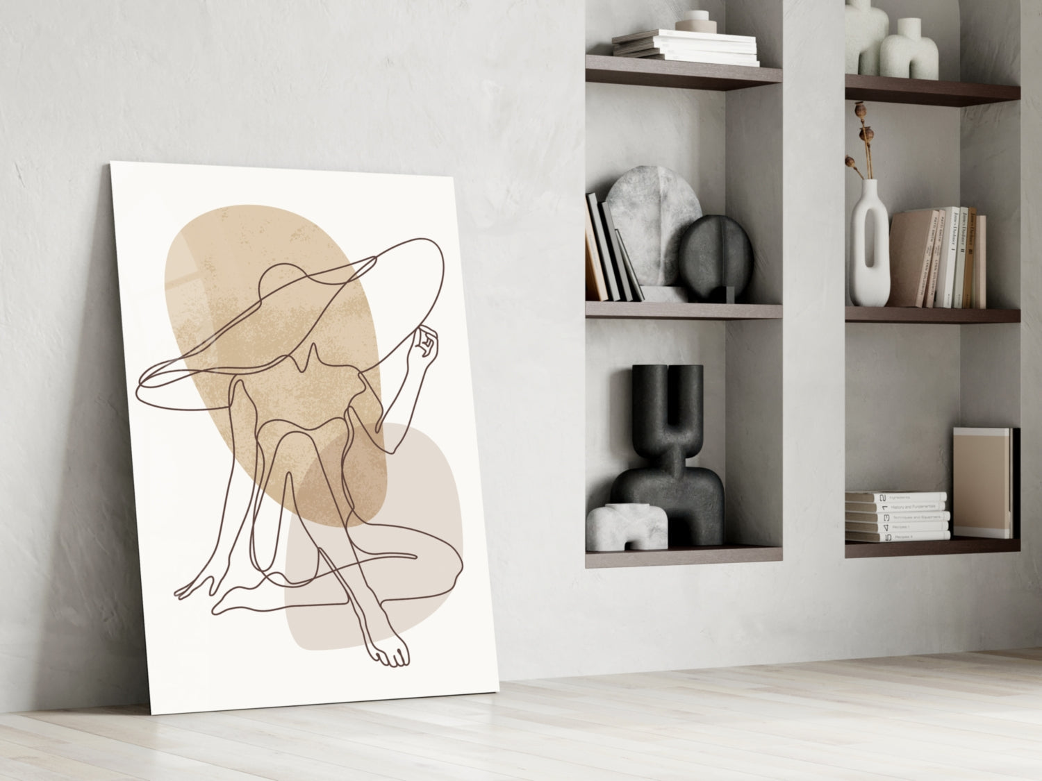 Seated Hat Woman Figure Glass Wall Art