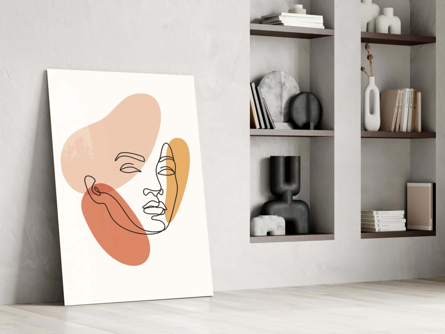 Abstract Face Organic Shapes Glass Wall Art