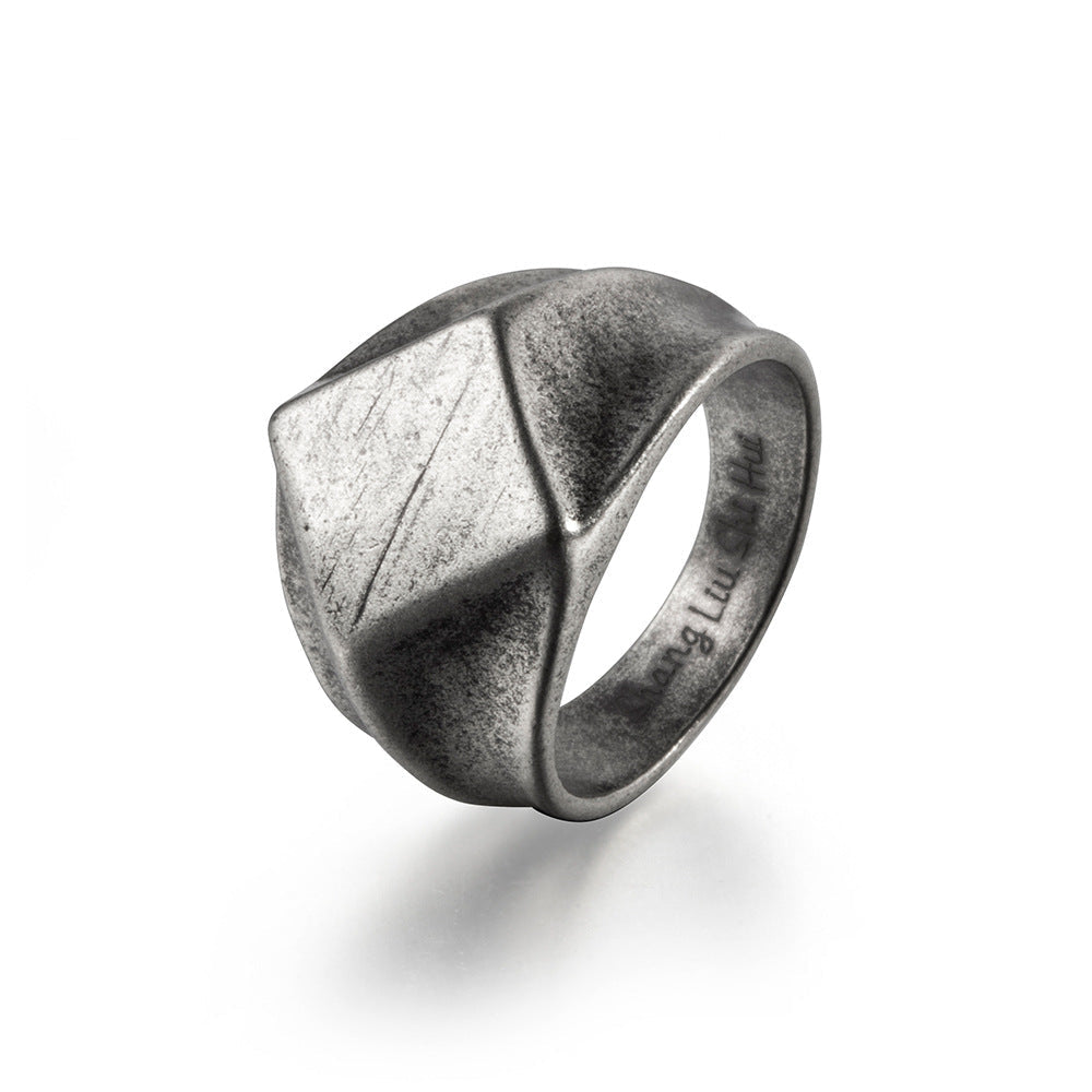 Minimalist geometric square diamond-shaped retro rings
