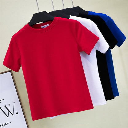 Slim-fitting round neck short-sleeved T-shirt