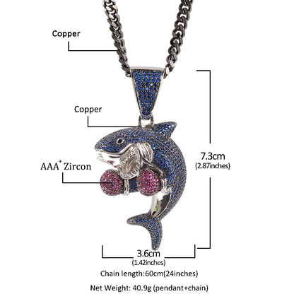 Boxing Shark Necklace Versatile Personality Hip Hop Cuban Chain